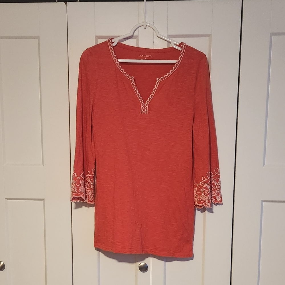 Talbots Vibrant Coral Cotton Top